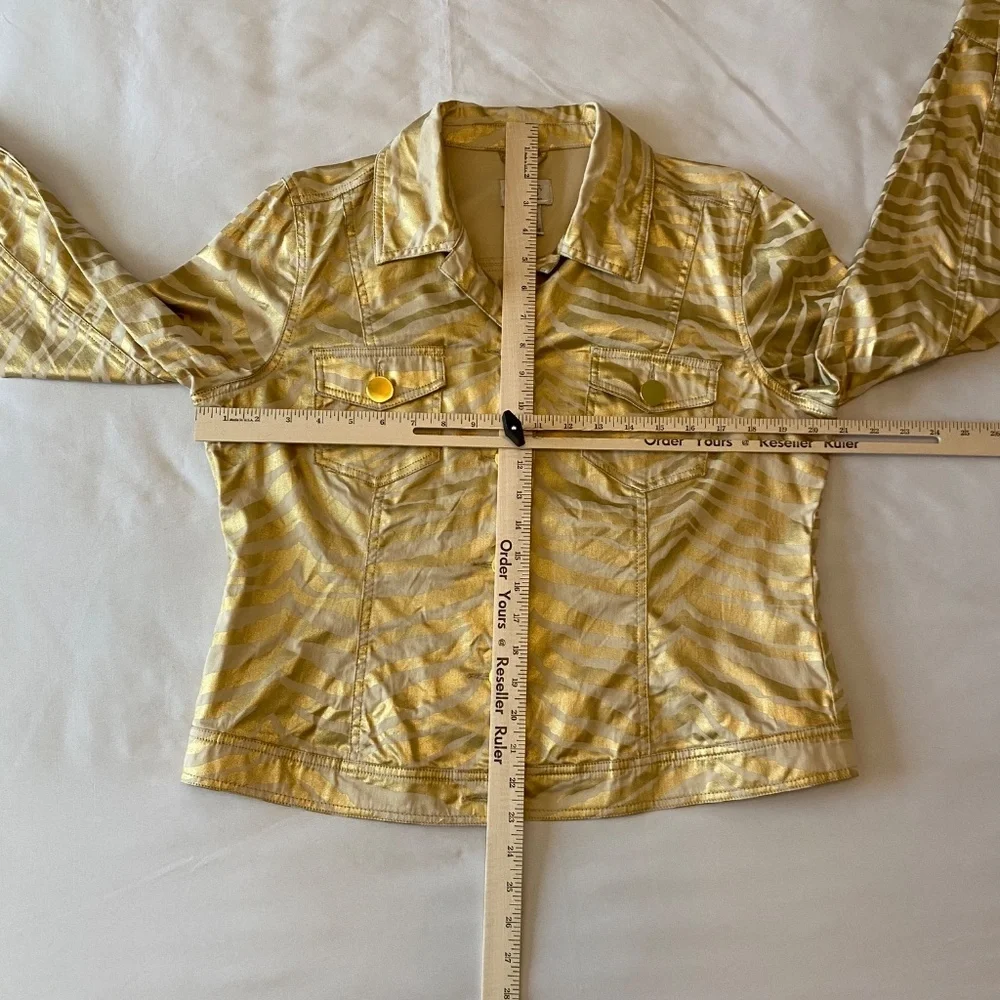 Just B  Gold Animal Print Jacket‎ Sz L - Picture 3 of 9